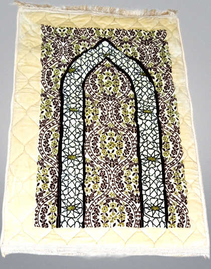 Golden and White Patterned Prayer Mat (Ja Namaz)