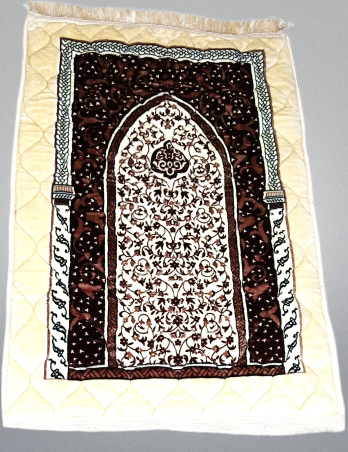 Golden and Brown Ornamental Prayer Mat (Ja Namaz)