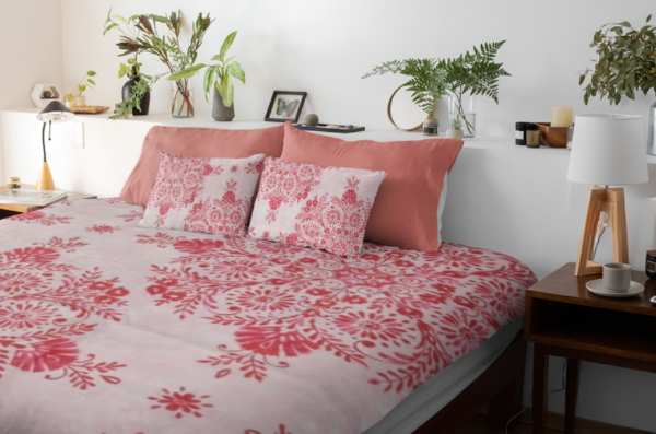 Pink Floral King Size Cotton Bedsheet