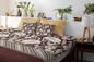 Autumn Glow Bed Sheet Set – Brown Base with Floral & Gold Accents