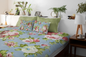 Elegant Floral King Bed Sheet Set – Cotton Bedding with Blue Base and Blooming Rose Design