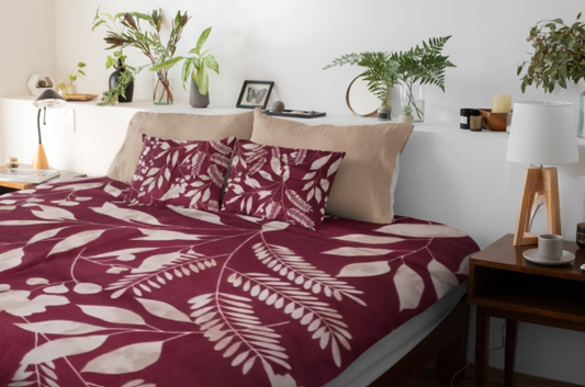 Maroon Botanical King Size Bedsheet