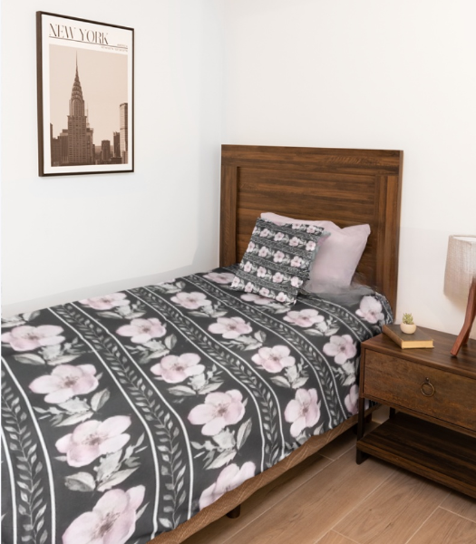 Grey Floral Single Cotton Bedsheet - Elegant Floral Print with Soft Comfort