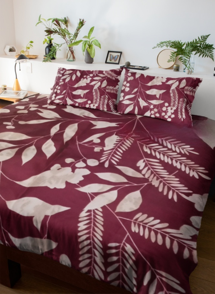 Maroon Botanical King Size Bedsheet