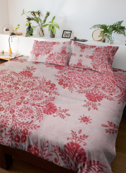 Pink Floral King Size Cotton Bedsheet